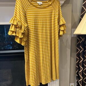 Umgee Mustard and White Striped Top